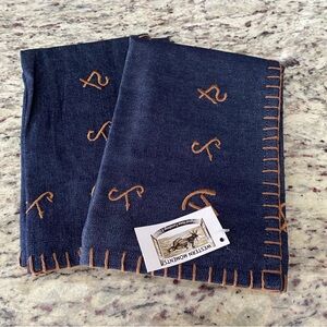 Western Moments cloth napkins set of 2 denim cowboy branding rancher cattle
